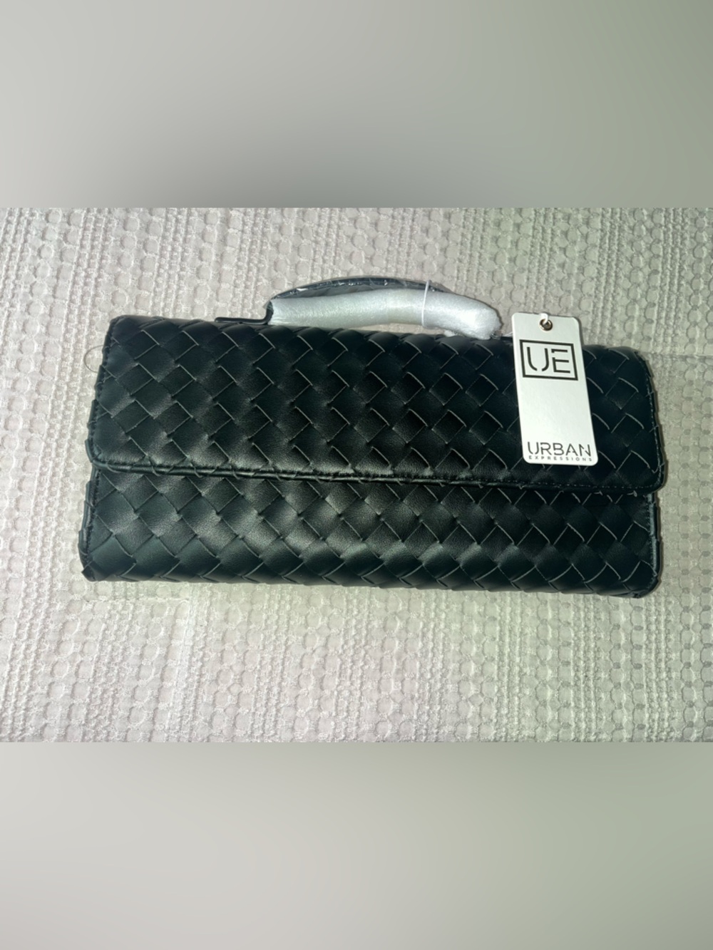 Bethany Black Top Handle Woven Clutch/crossbody Urban Expressions - Picture 2 of 10